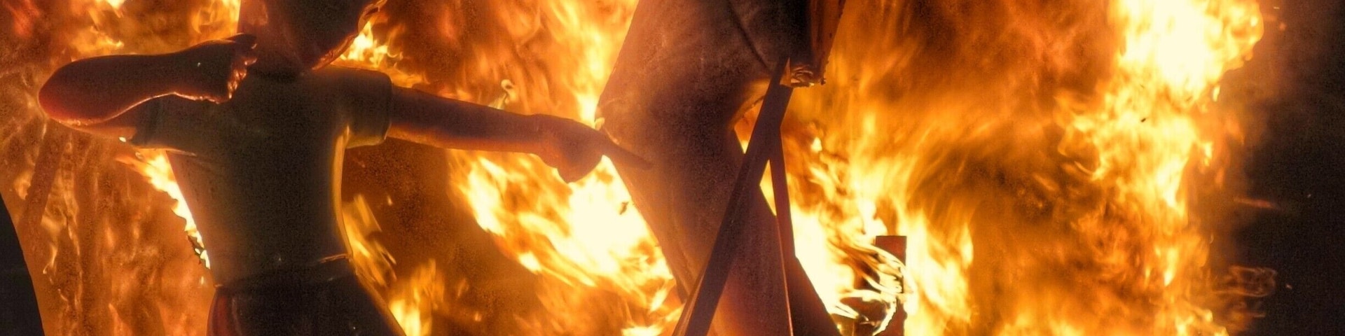 The culmination of the Fallas fiesta is when all the Falla monuments are engulfed by the purifying flames of fire. #red