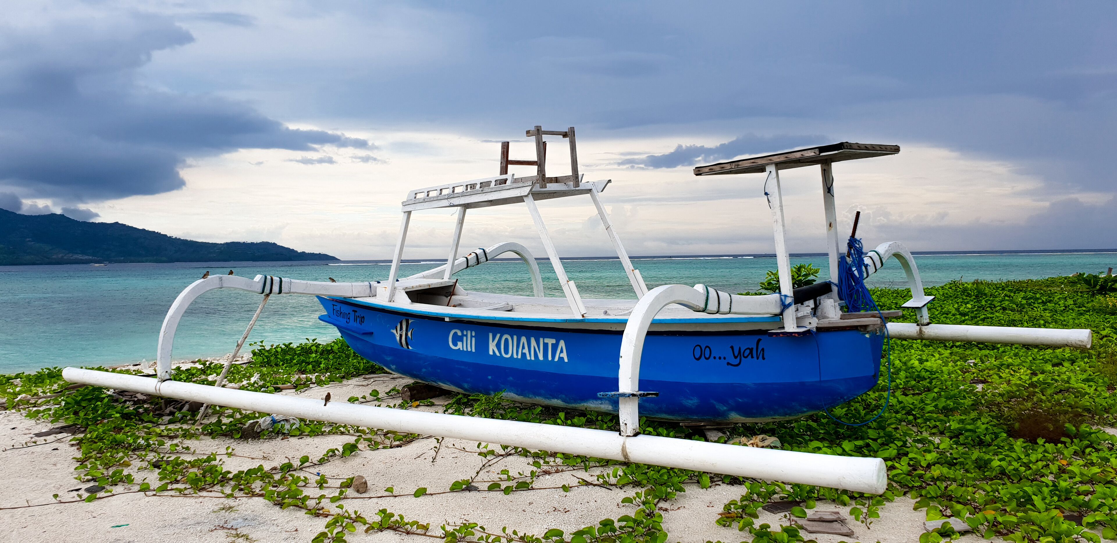 Typical boat on beach scene on Gili Air