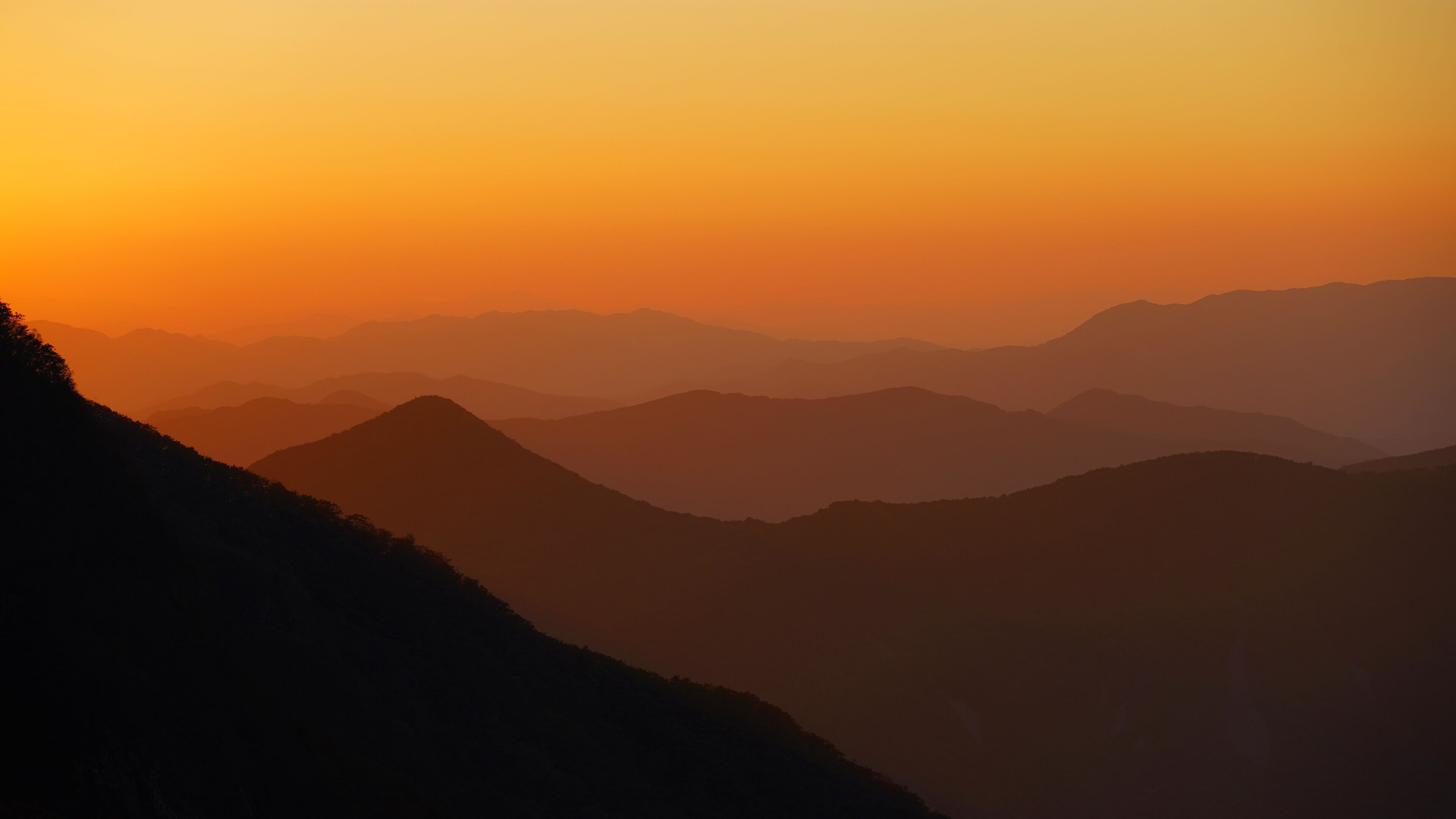 Sunset scenery of Cheonwangsan Mountain in Miryang, South Korea
