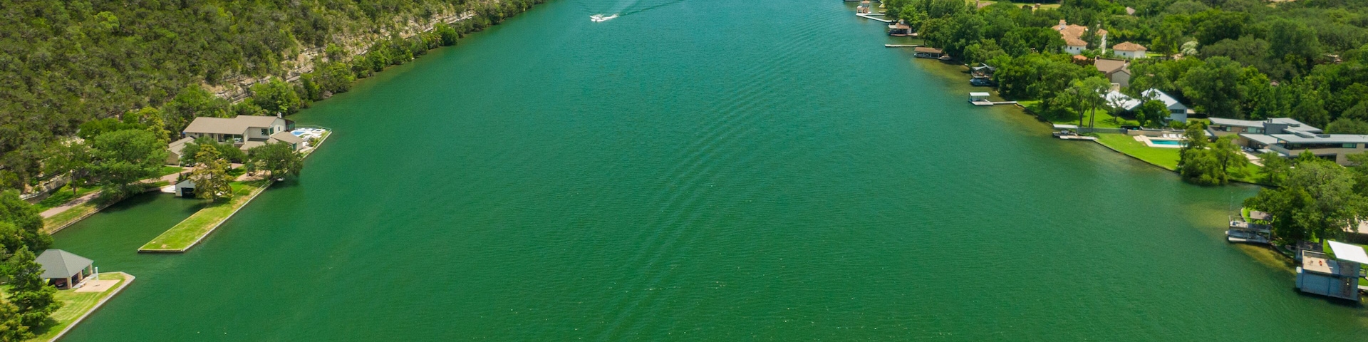 Mount Bonnell featuring a river or creek, landscape views and a small town or village