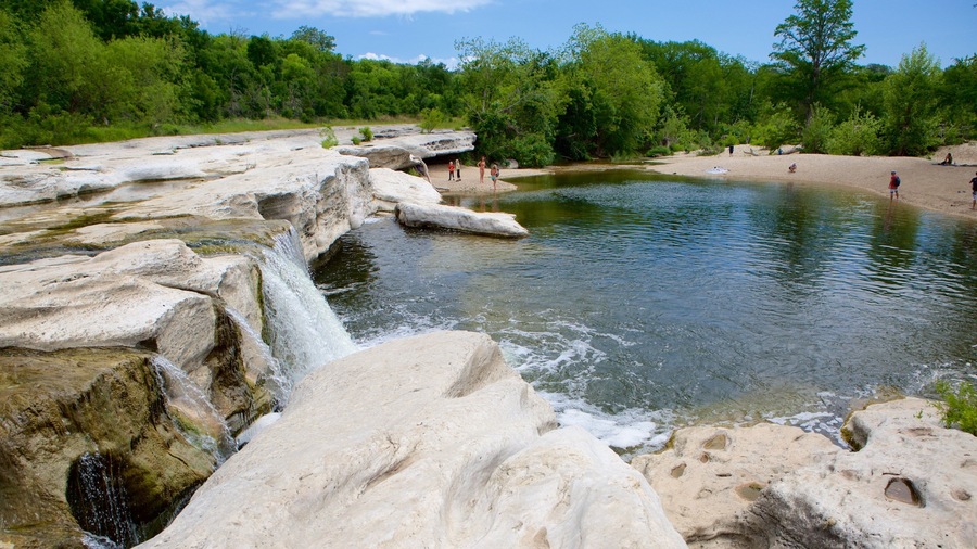 Franklin Park featuring a lake or waterhole, forest scenes and a cascade