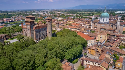 Aerial photography with drone. Castle Bonoris in the city of Montichiari, Italy.