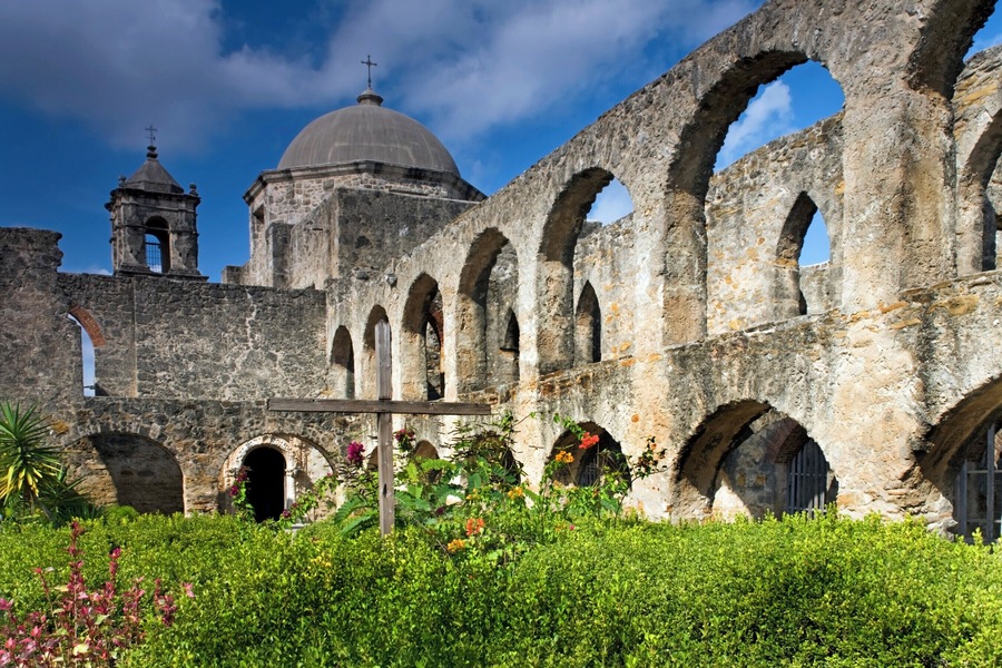 Low angle view of a church, Mission San Jose, San Antonio, Texas, USA