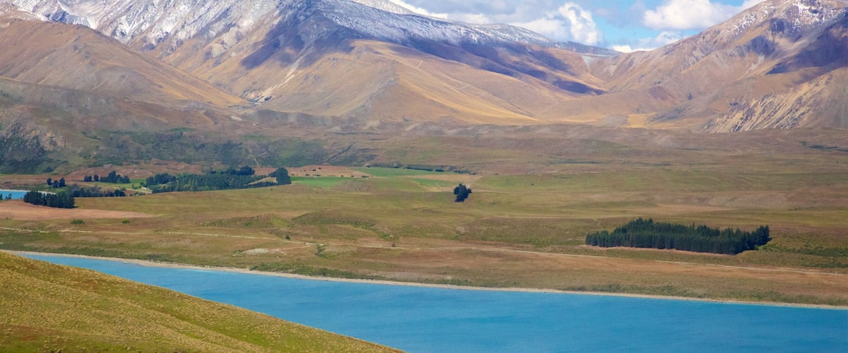Mount John Observatory featuring landscape views, a river or creek and tranquil scenes