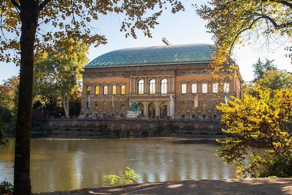 Düsseldorf Government Region which includes a pond and heritage architecture