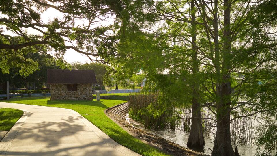 Senator Beth Johnson Park showing a pond and a park