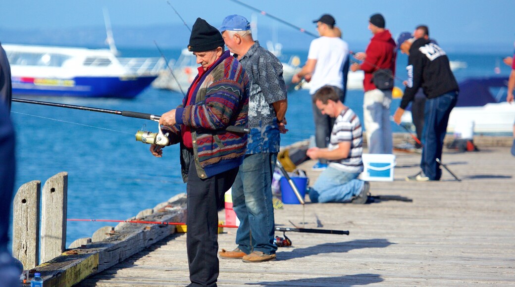 Portsea pir fasiliteter samt fisking i tillegg til en stor gruppe med mennesker