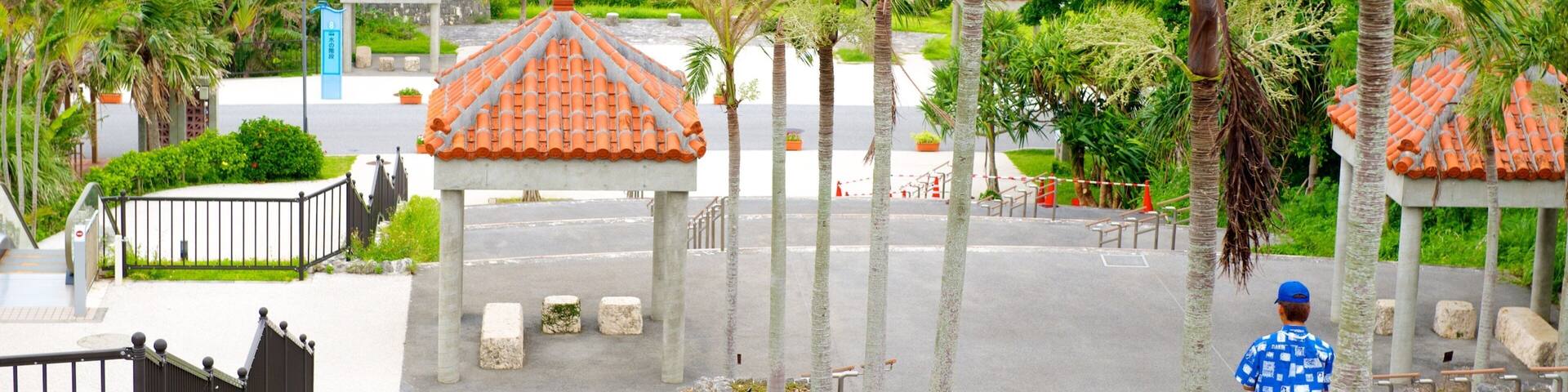Ocean Expo Memorial Park which includes general coastal views and tropical scenes