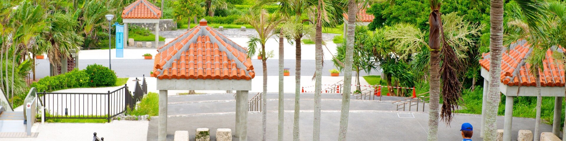 Ocean Expo Memorial Park which includes general coastal views and tropical scenes