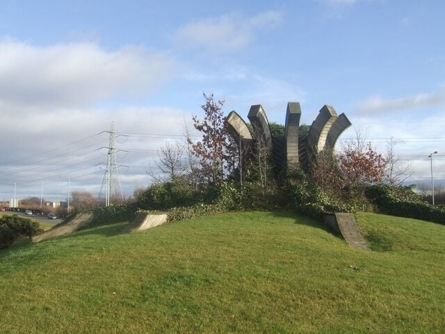 'Bilston Oak' on the Black Country Route One of a series of publicly funded sculptures along the route with a forest theme.