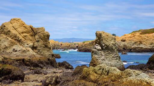 Glass Beach which includes rugged coastline
