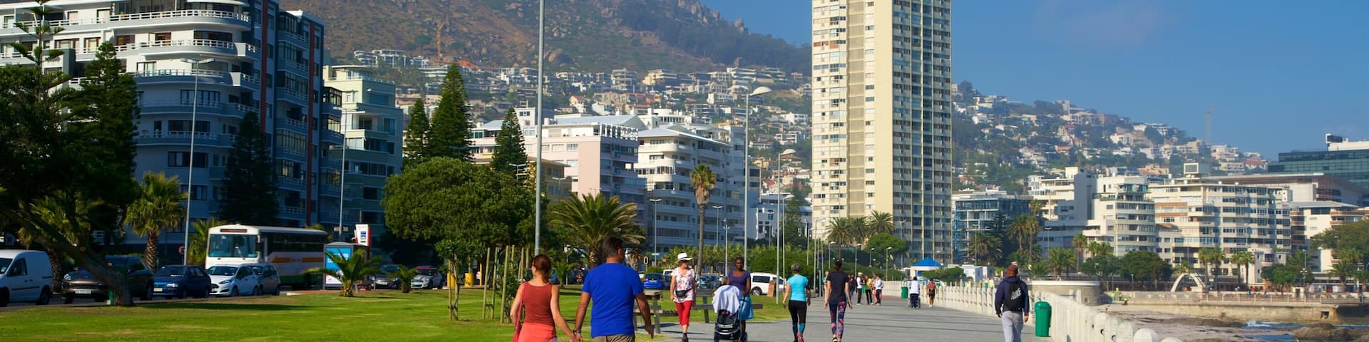 Milton Beach showing a city as well as a large group of people