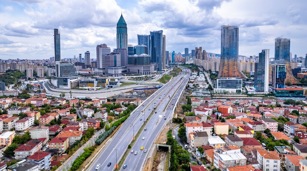 Istanbul Financial Center (IFC) in Atasehir, Istanbul, Turkey. Global financial services hub. Modern business center skyscrapers in Istanbul.