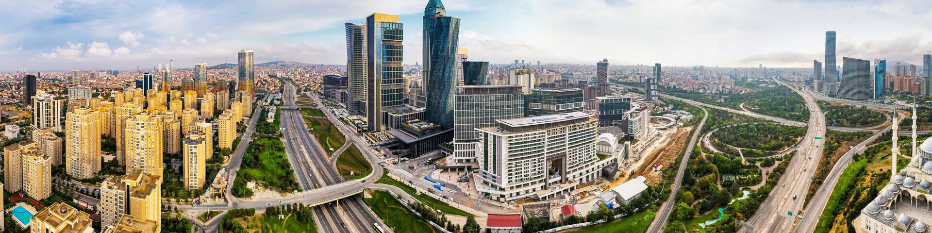 Istanbul Financial Center (IFC) in Atasehir, Istanbul, Turkey. Global financial services hub. Modern business center skyscrapers in Istanbul..