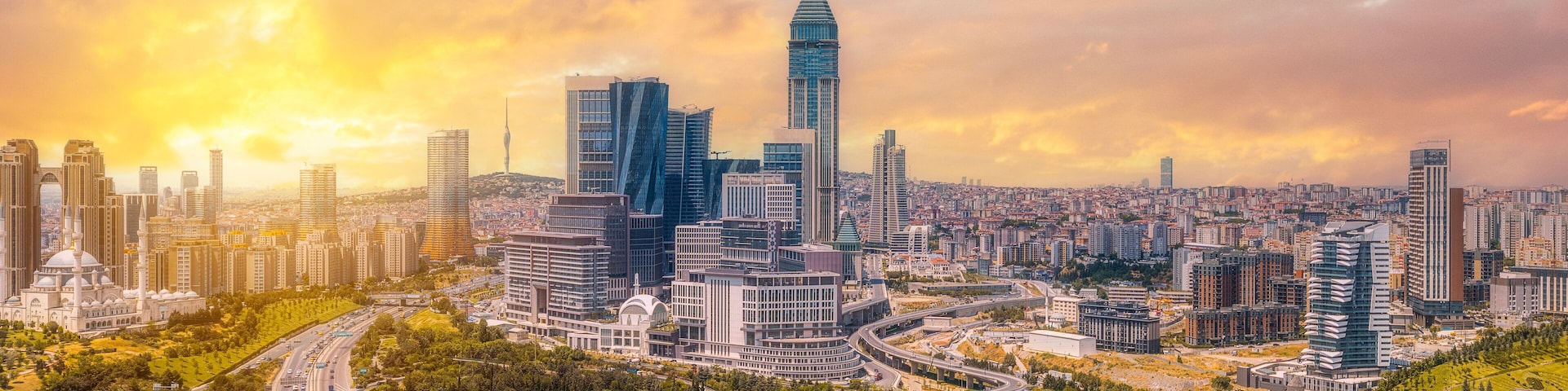 Istanbul Financial Center, Atasehir, high-rise buildings, skyscrapers, main roads