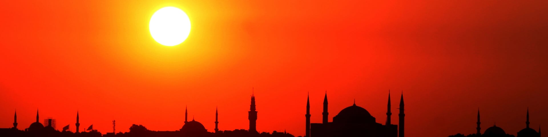 During the sunset historical peninsula and Hagia Sofia, Istanbul, Turkey. This picture was taken from the Kadikoy District.