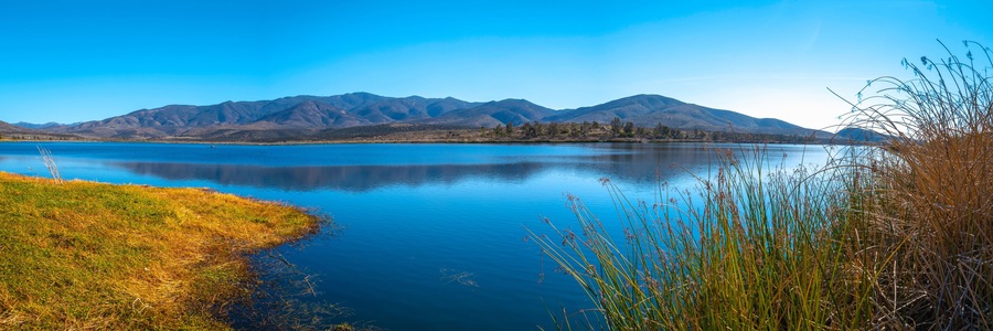 Southern California Nature Winter Landscape Series, tranquil scenery of mountain wilderness and open space preserve at Lower Otay Lake in Chula Vista, USA