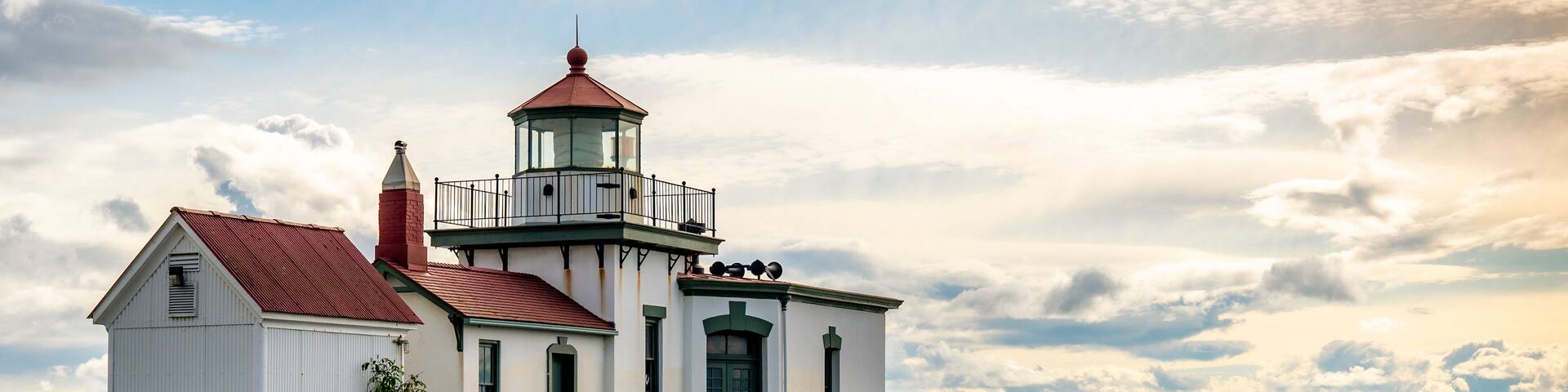 West Point Lighthouse at Discovery Park in Seattle, Washington. USA.