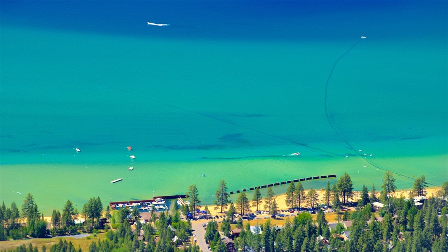 Heavenly Mountain Gondola which includes a lake or waterhole and a sandy beach