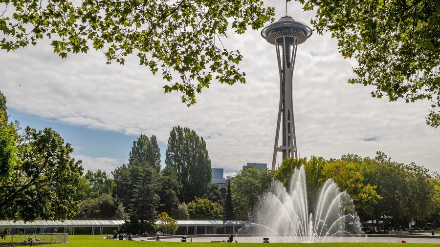 International Fountain featuring a fountain and a park
