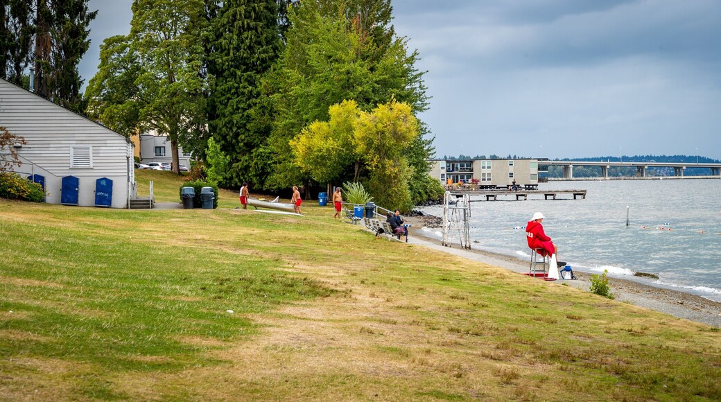 Madison Park Beach which includes a garden and a lake or waterhole