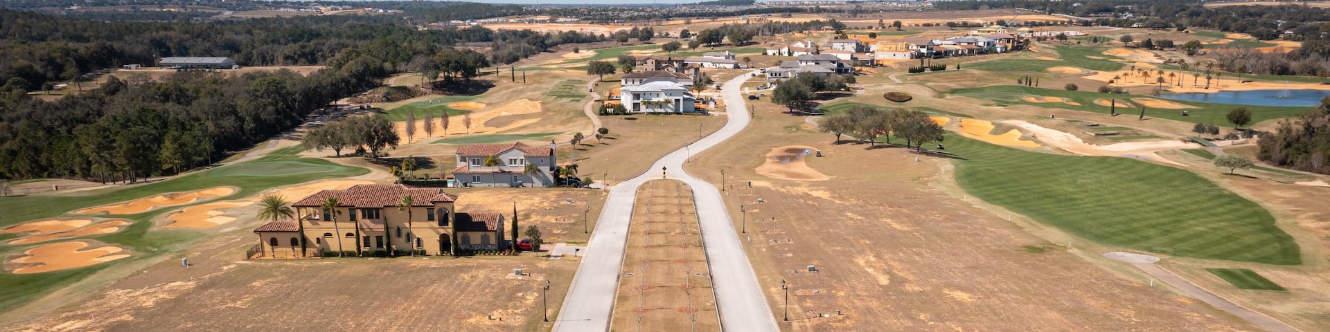 Montverde, FL USA - 2-12-2022: Lookout view down the street over Bella Collina's luxurious residential area.