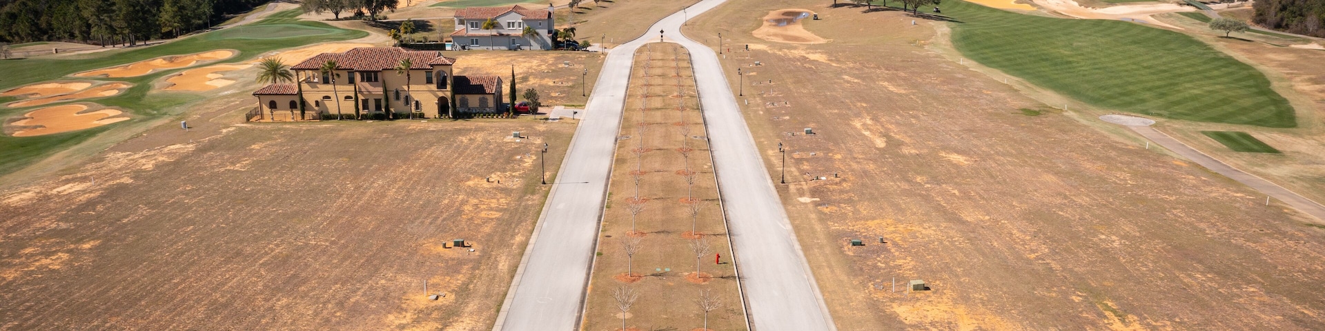 Montverde, FL USA - 2-12-2022: Lookout view down the street over Bella Collina's luxurious residential area.