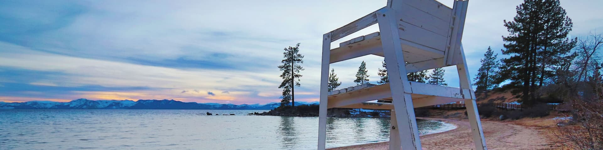 Cold January day at a very popular summer spot on Lake Tahoe. The late hour combined with the snow and unusual solitude of the location made for a great shoot.