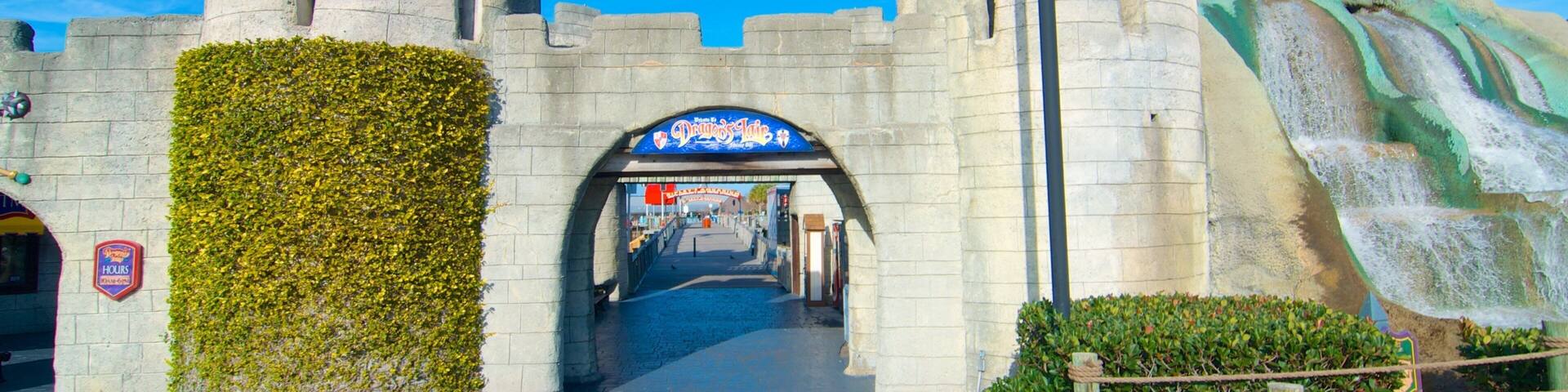 Visit Pavilion Nostalgia Park featuring castle structures and water attractions in Myrtle Beach, South Carolina