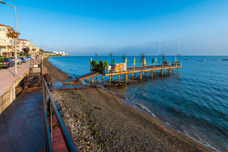 Cinarcik Town coastline view in Turkey