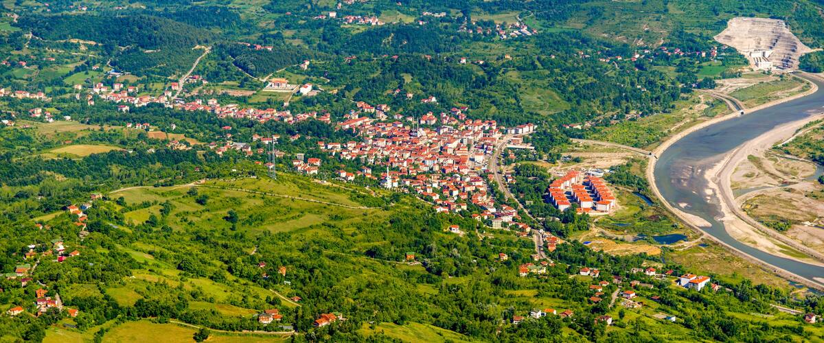 turkey, black sea coast, aerial view zonguldak province.