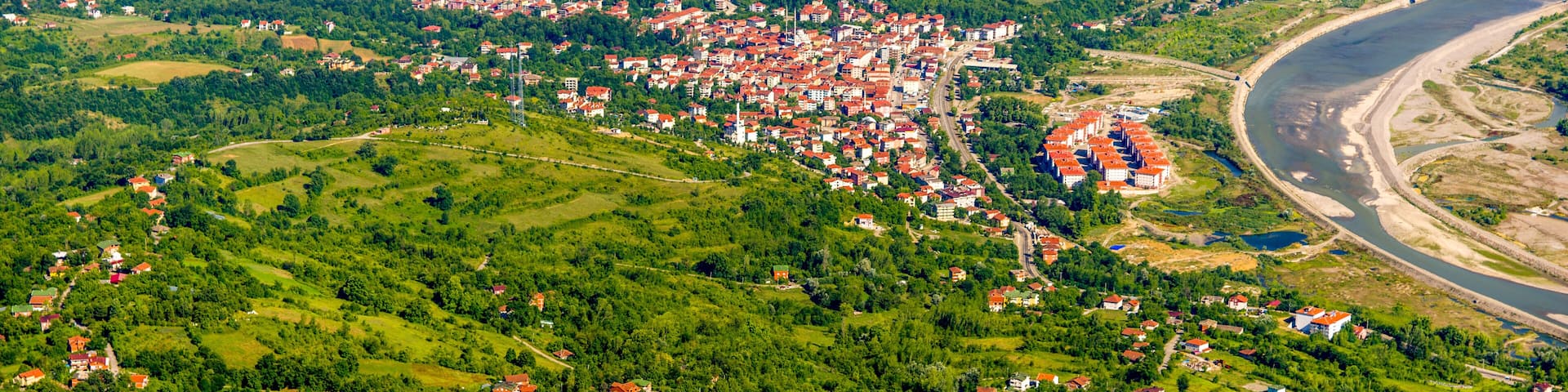 turkey, black sea coast, aerial view zonguldak province.