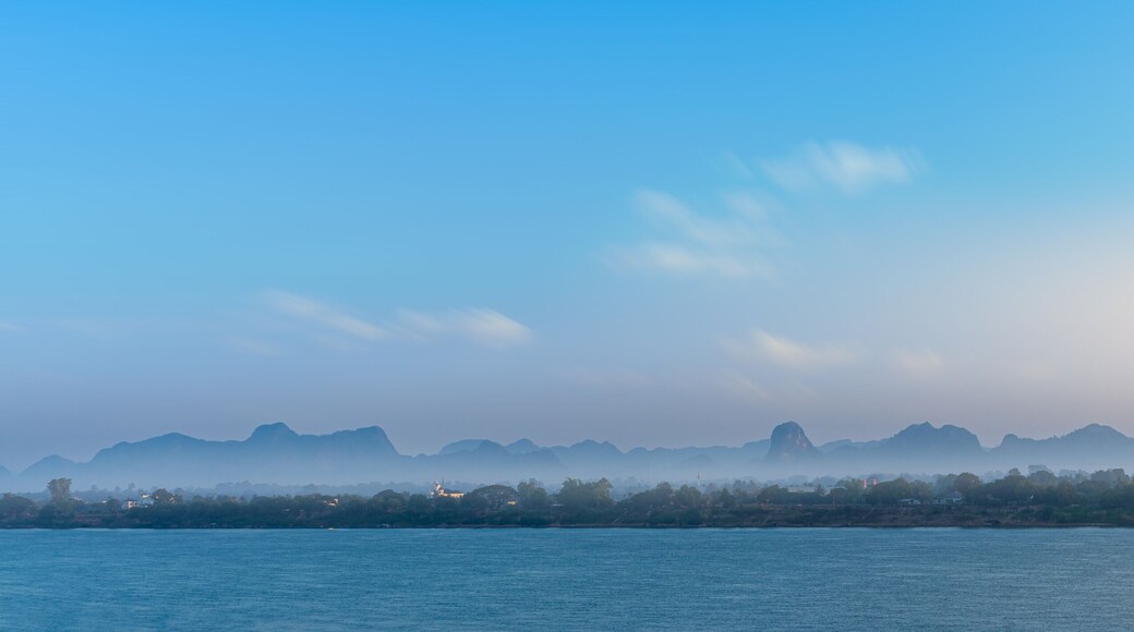 Landscape of Nakhon Phanom province, Thailand, and Thakhek, Laos. Which has the Mekong River as a border.