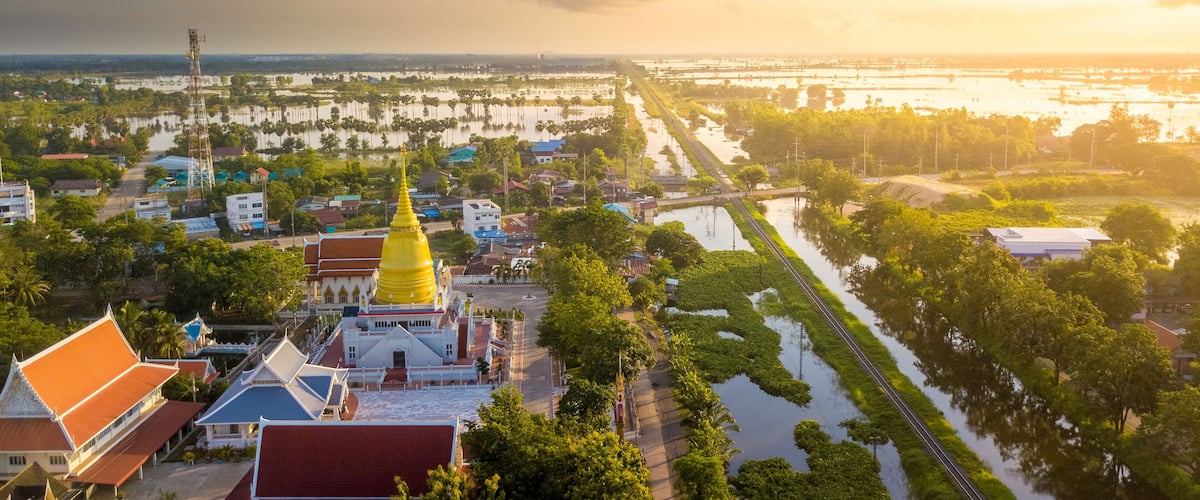 Aerial View Wat Chaiyamongkol Bang Mul Nak Province Phichit Thailand