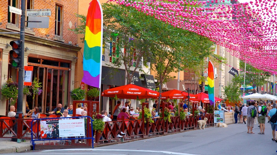Gay Village featuring outdoor eating, café scenes and street scenes