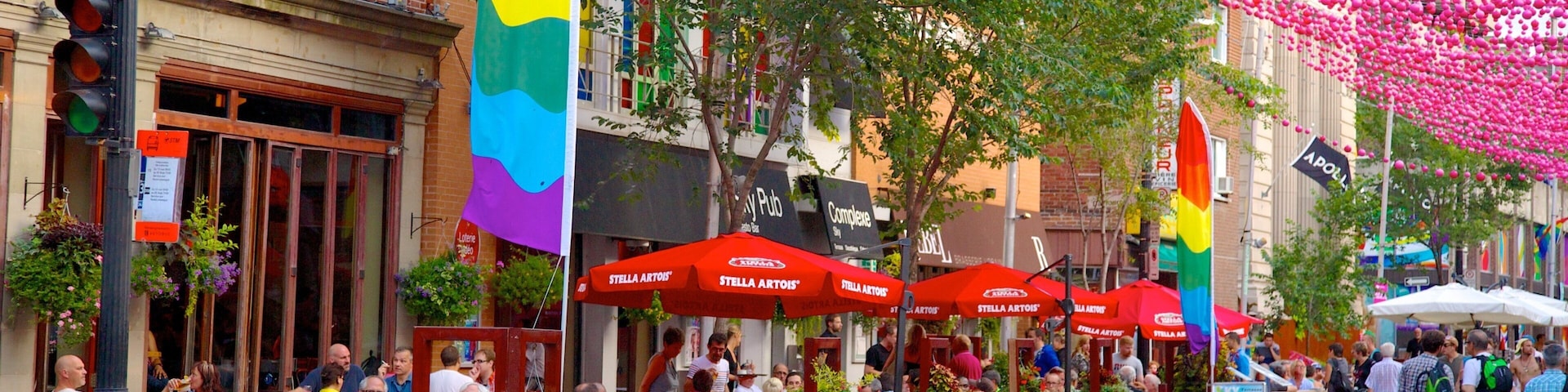 Gay Village which includes street scenes, outdoor eating and cafe lifestyle