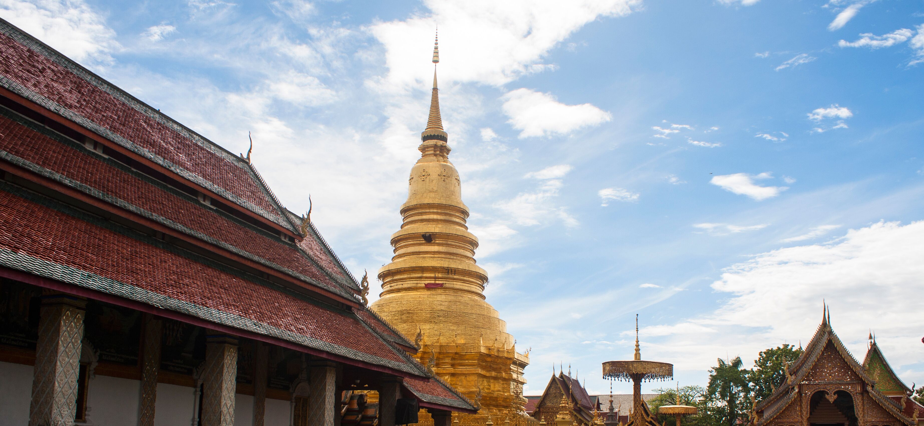 Wat Phra That Hariphunchai,  Amphoe Mueang Lamphun,  Lamphun, Thailand, 11 - Aug - 2018