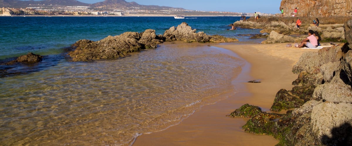 Cannery Beach showing general coastal views, rocky coastline and a sandy beach