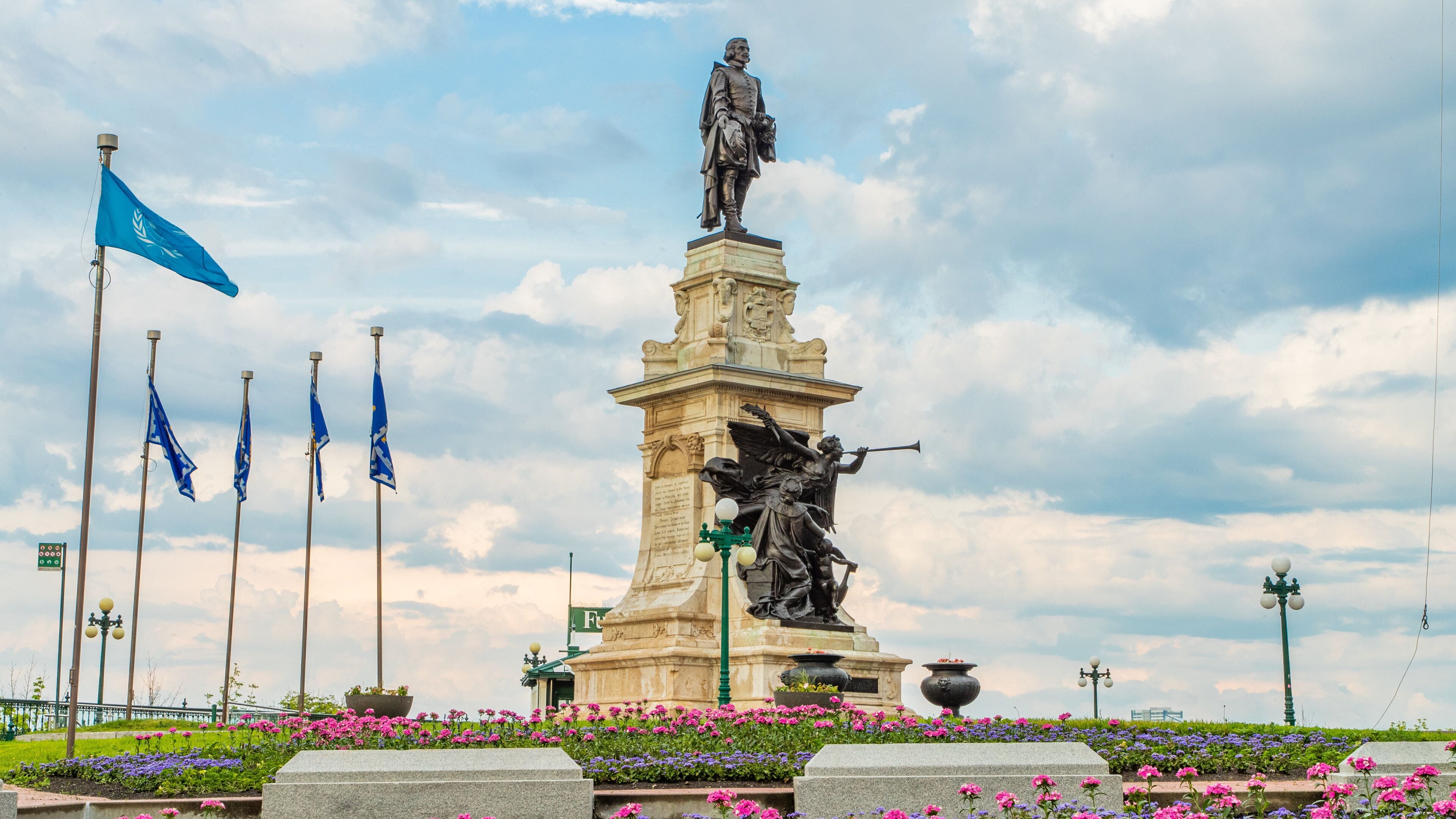 Samuel de Champlain Statue showing heritage elements and a statue or sculpture