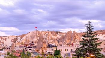 Goreme, Cappadocia, Turkey on sunset. Famous center of balloon fligths.