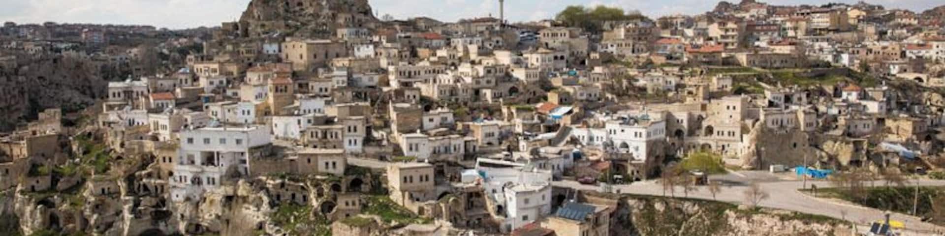 The town of Ortahisar in Cappadocia, Turkey. Cappadocia has the coolest looking towns!