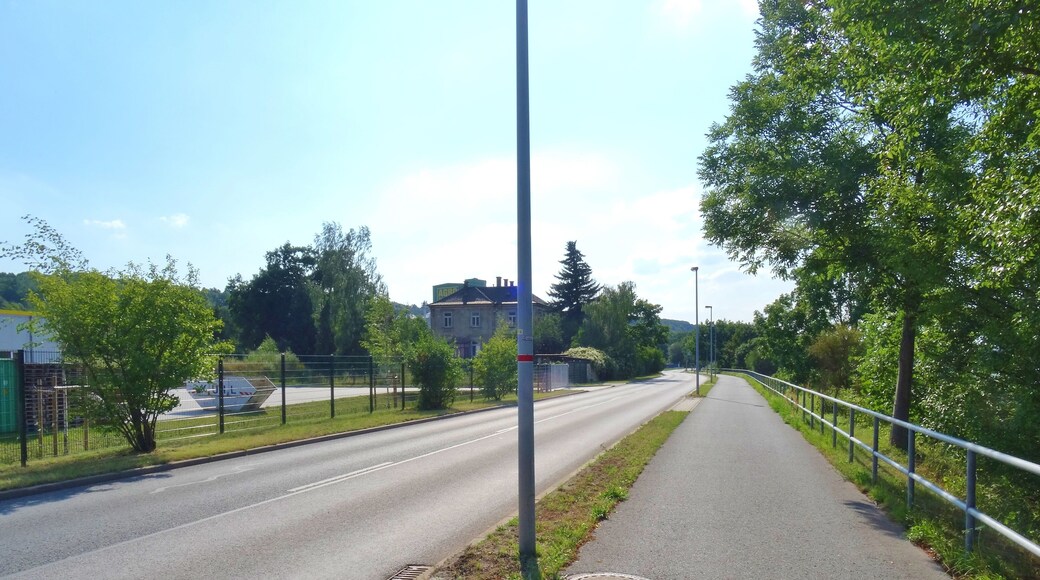 Elbe bike way and Pirna street in Heidenau