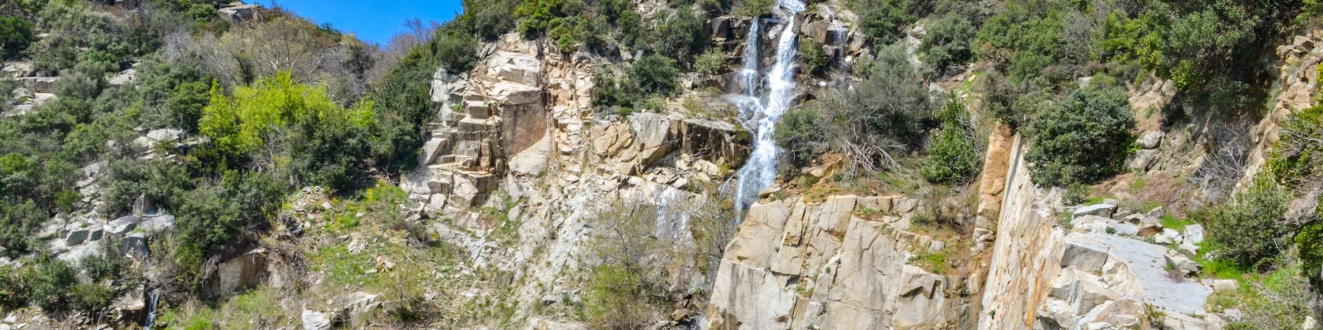 scenic view of Bayir Selale waterfall in Armutlu (Yalova, Turkey)