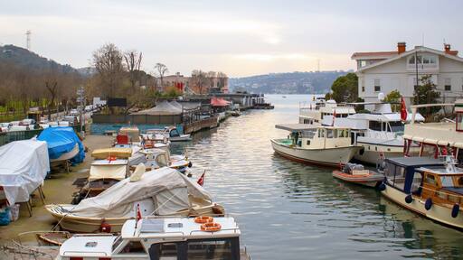 view of boats in the goksu river and bosphorus istanbul