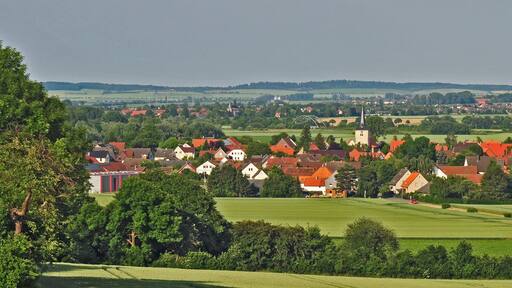 The valley of river Leine between Wülfingen and Heyersum in Lower Saxony, Germany.