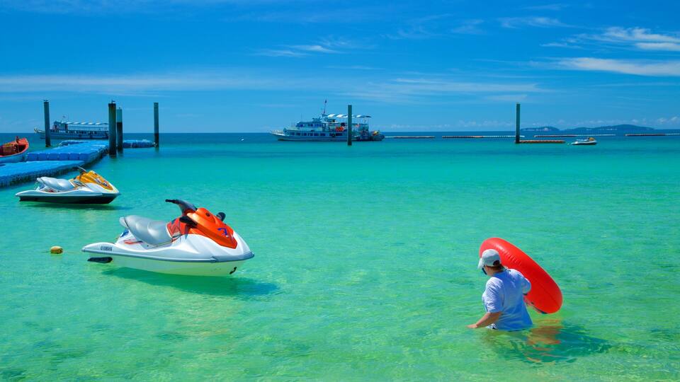 Samae Beach featuring jet skiing and general coastal views as well as an individual female