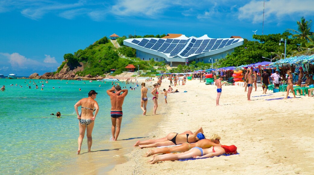 Samae Beach showing a beach as well as a large group of people