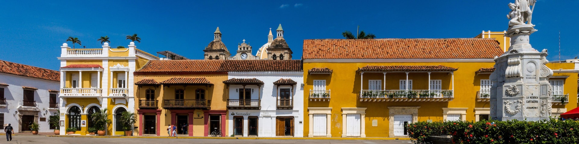 Panoramic view of the Customs Square Historic Center of Cartagena Colombia