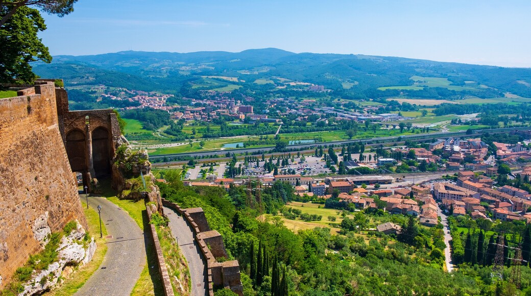 Orvieto, Italy - Panoramic view of old town defense walls and Umbria region seen from historic old town of Orvieto