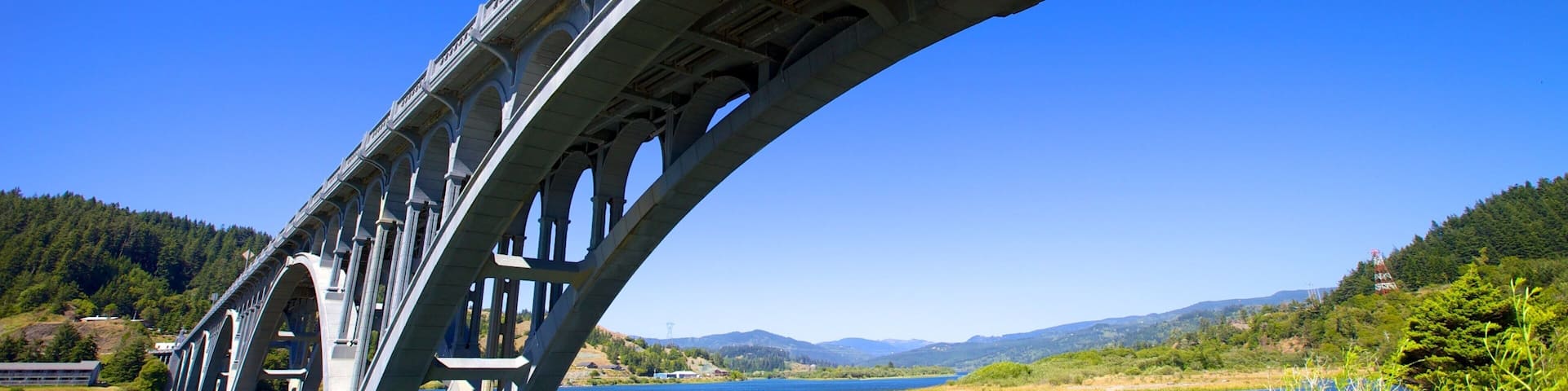 Patterson Bridge presenterar en bro och en Ă„ eller flod